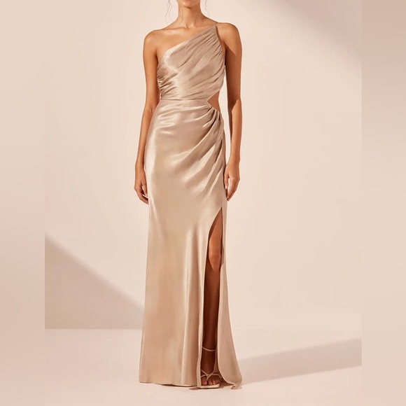 Shona Joy Dresses & Skirts - Shona Joy La Lune Asymmetrical Gathered Maxi Dress